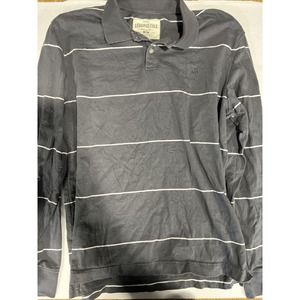 Aeropostale Men's Long Sleeve Grey Striped Polo Shirt XL!! (S1)